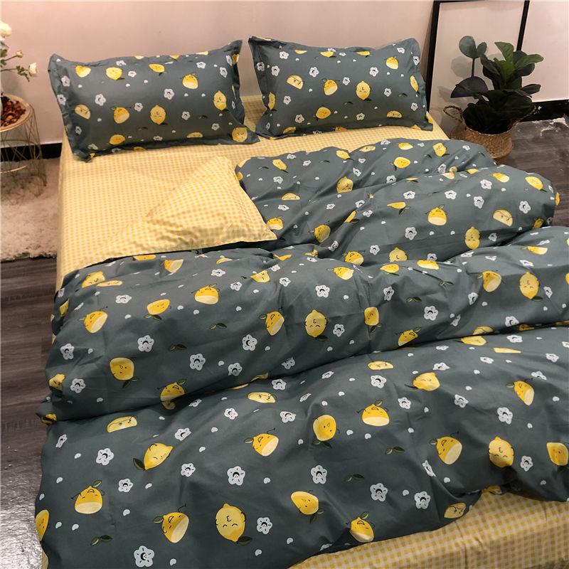 Ins Cartoon Fresh Four-piece Cute Girl Heart Dormitory Quilt Cover Sheet Three-piece Bedding