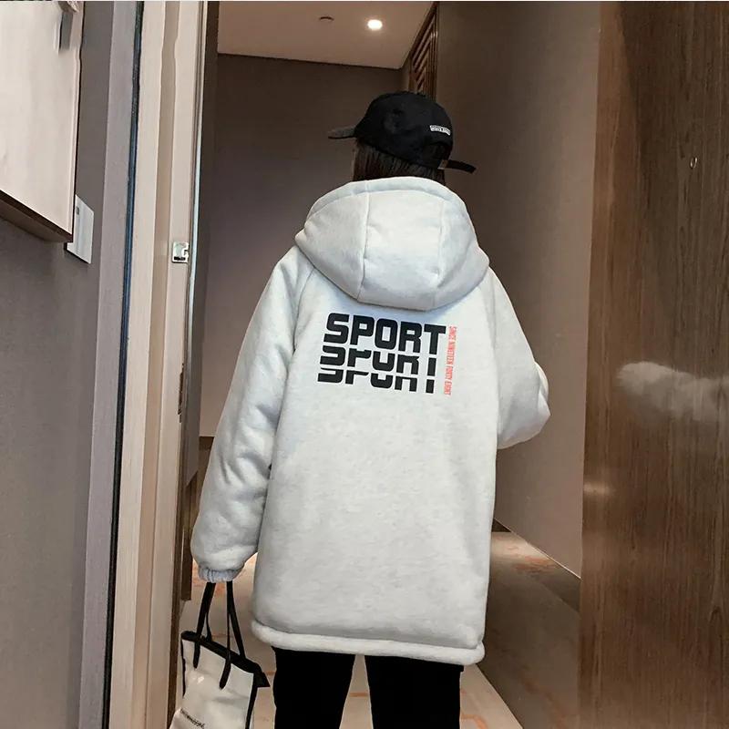 Women's Coat Double-sided Cotton Clothing Autumn and Winter Tooling Student Cotton Clothing Thickened Hooded Jacket Loose Casual Wear Sports Top