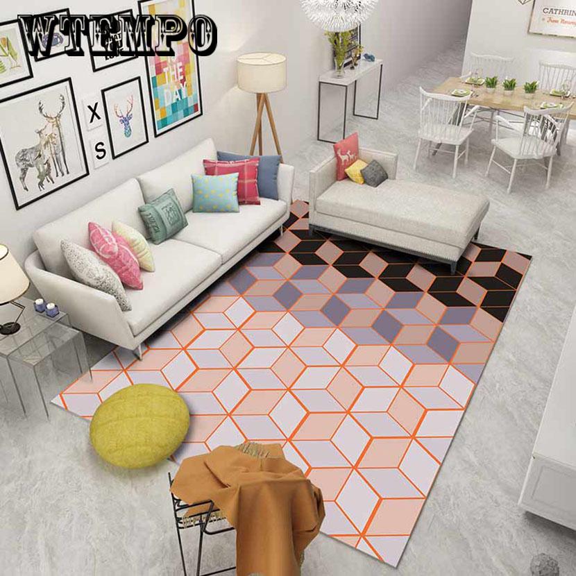 Nordic Geometric Carpet For Living Room Doormat  Non-slip Water Absorption Area Rug