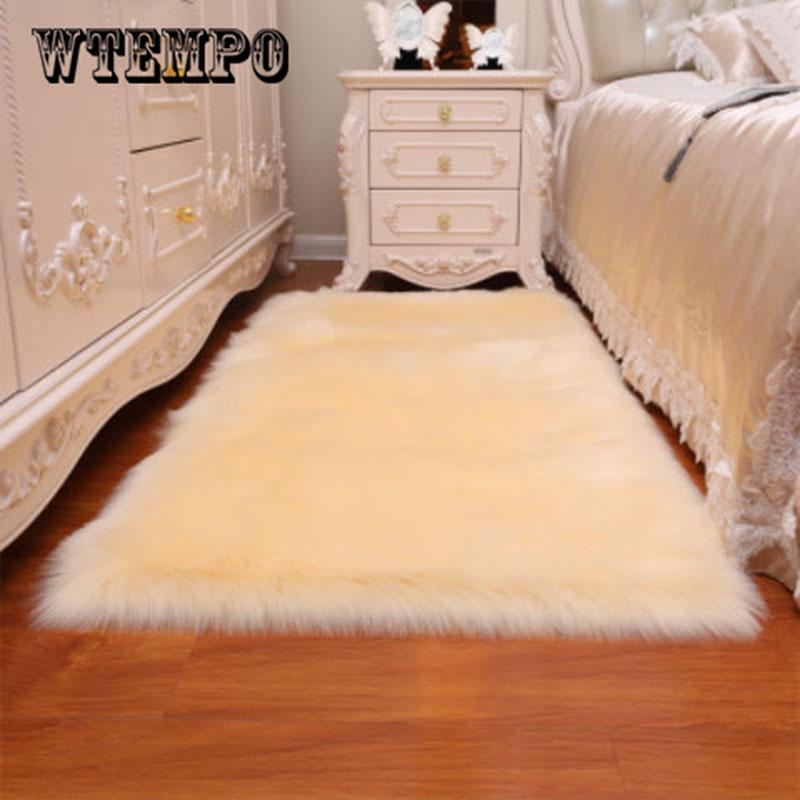 Luxury Rectangle Soft Deerskin Fluffy Area Rug Faux Fur Carpet Shaggy Long Hair Solid Mat