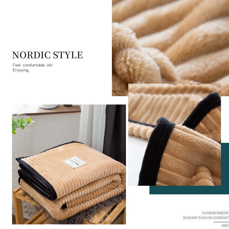 Winter Thick Coral Fleece Blanket Simple Style Warm Blanket Household Blanket Twin Queen King