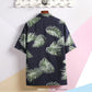 Summer Men Tees Beach Shirt Leaf Print Tee Plus Size Loose Overshirt Half Sleeve Retro Clothes Casual Male Undies Button Up Top