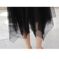 Gauze Skirt Women's Spring and Summer Style Drape Irregular Puffy Mid-length Black Mesh Skirt