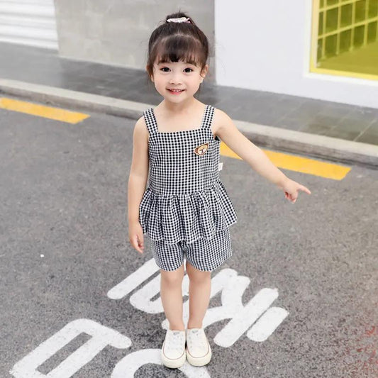 Children's Clothing Summer Clothing Girls Short-sleeved Summer Suit Western Style Shorts Two-piece Set 0-2-5 Years Old Female Baby
