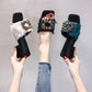 Fashion net red rhinestones with thick heel with a drag sandals ins slippers women summer wear