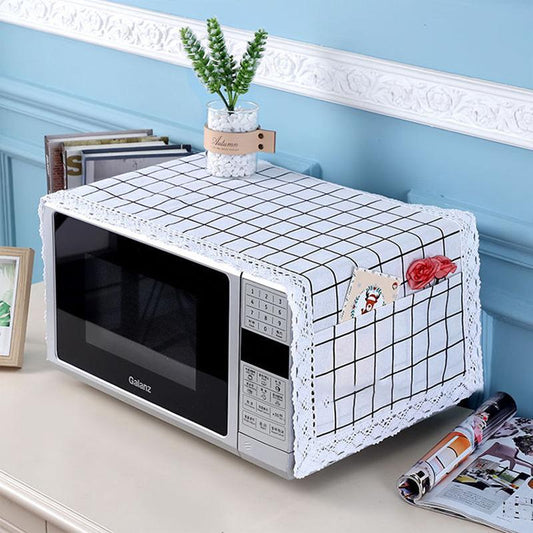 Pastoral Fabric Microwave Oven Cover Towel Cotton and Linen Dust-proof Protective Cover Household Storage Cover Cloth