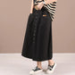 Woman Skirts Washed Cotton Skirt Female Summer High Waist Buttons A-line Skirts All-match Thin Calf-length Sashes Skirt