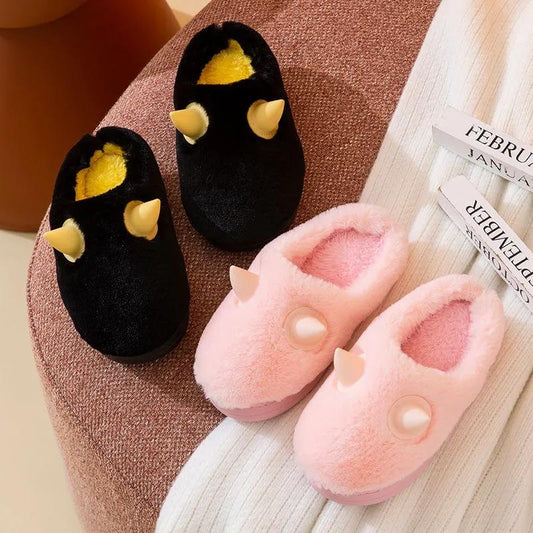 Children's Cotton Slippers Autumn Winter Indoor Warmth Non-slip Cute Baby Half-coated Slippers for Girls