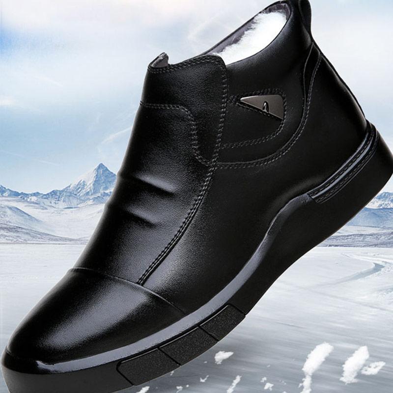 Genuine Leather Cowhide Cotton Shoes Men's Winter Men's Shoes Plus Velvet Thick Wool Warm Cotton Shoes