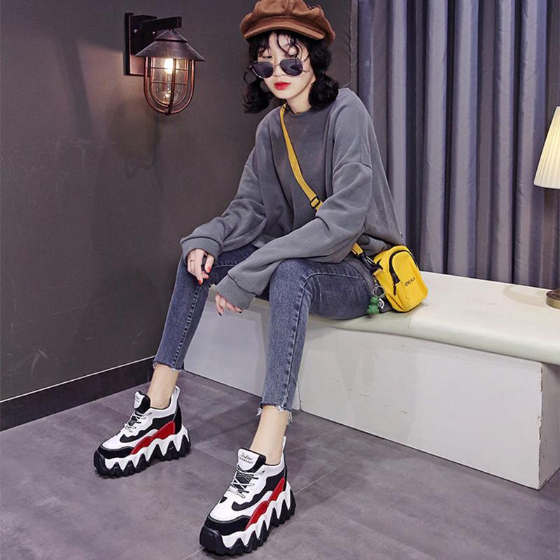 Thick-soled Heightened Travel Running Shoes Casual Student Breathable Sneakers All-match Comfortable Women Walking Sneakers