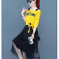 Summer Plus  Size Two-piece Set  Women Short Bow Crop Top T-shirt and Mesh Multi-layer Skirt 2 Piece Set