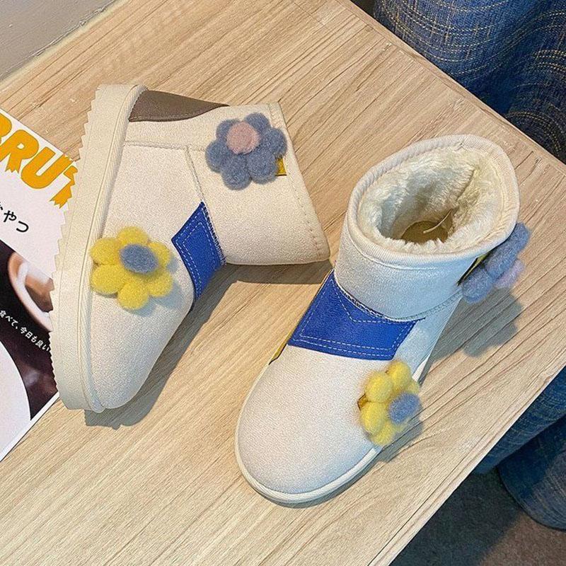 Color-blocking Snow Boots Women's Autumn and Winter Plus Velvet Cotton Shoes Thick-soled Waterproof Non-slip Short Boots
