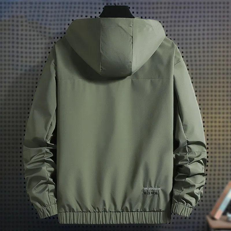 Spring and Autumn Men's Jacket Hooded Coat Colorblock Printing Top Trend Simple Bomber Jacket Zipper Sportwear