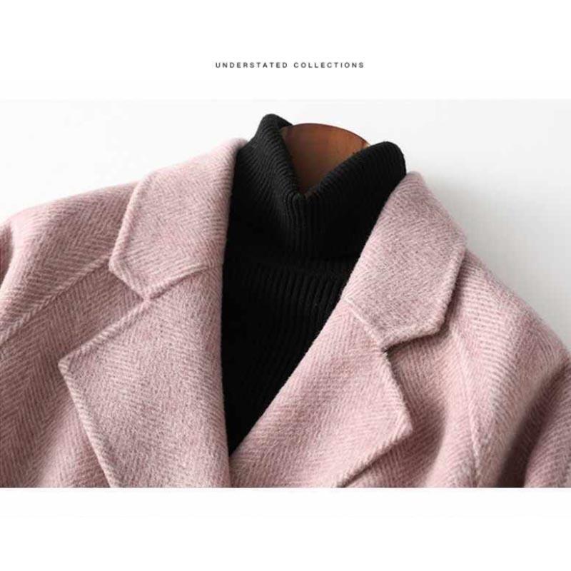 Woolen Coat Women's Autumn and Winter Double-sided Woolen Thickened Slim Slim Mid-length Coat