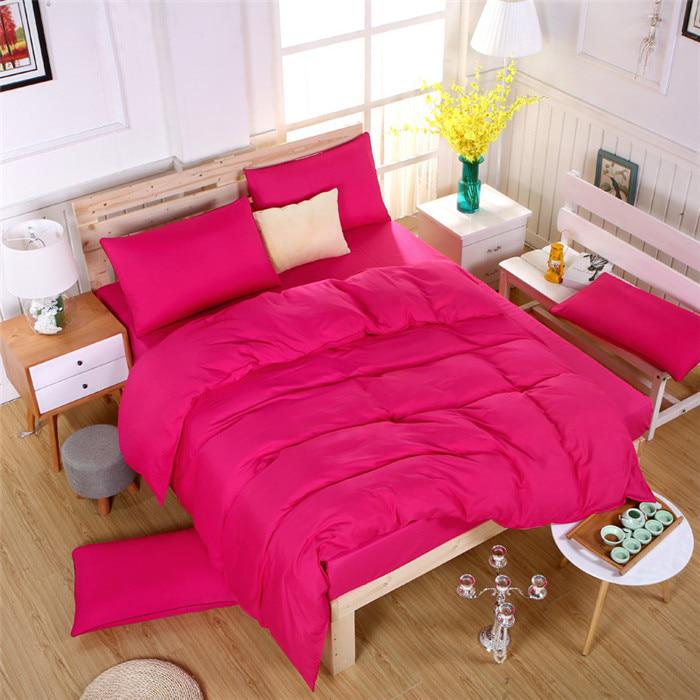 Luxury Solid Color Bed Linens Set Red Microfiber Bed Set Bedclothes Comforter