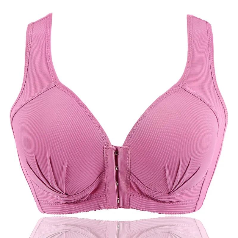 Women Push Up Soft Front Closure Solid Color Bra