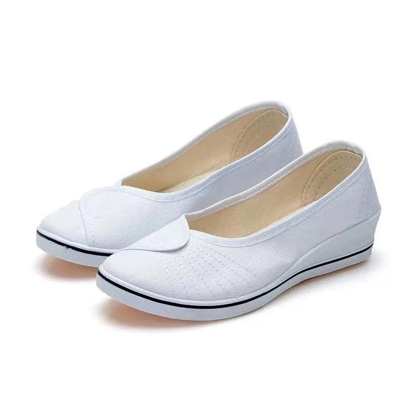 Old Beijing Cloth Flat Shoes Women's Casual Shoes Solid Color Wedge Heel Slip-on Shoes Non-slip Breathable Shoes High-quality Canvas Shoes