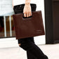 Business briefcase men brown large capacity zipper leather anti-theft waterproof clutch iPad bags