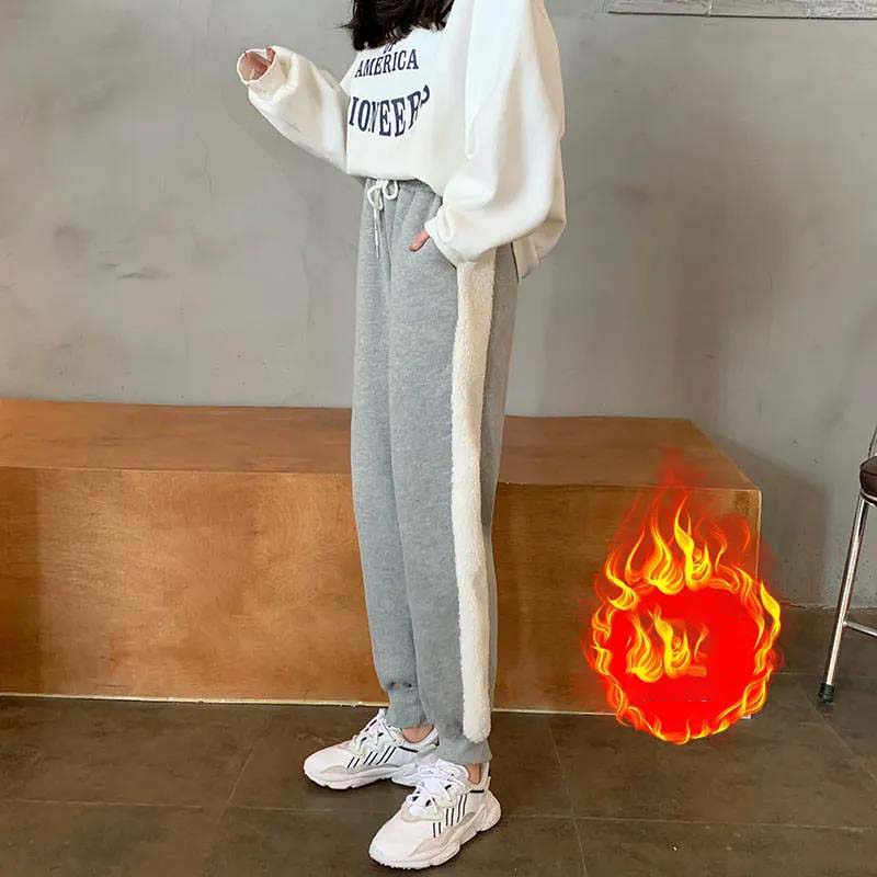 Plus Velvet Thick Trousers Women Autumn and Winter Net Red Small Cashmere Harem Pants Loose Waist Radish Pants Casual Pants