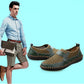 Cowhide Sandals Men's Hollow Mesh One Pedal Peas Shoes Men's Shoes Breathable Casual Lazy Shoes