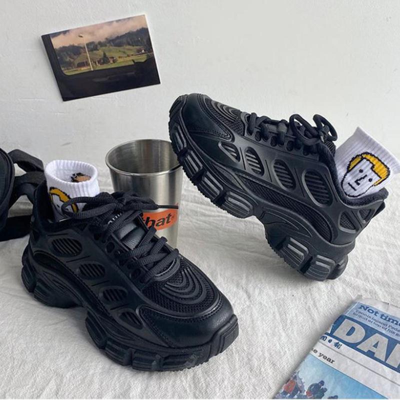 Daddy Shoes Women All-match Spring Sports Shoes Women Casual Comfortable Thick-soled Black Shoes Women