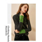 Women's High Neck Knitted Shirt Skin-friendly Breathable Stitching Color Bottoming Shirt Pull Over High Collar Loose Fit Long Sleeves T-shirt Basic