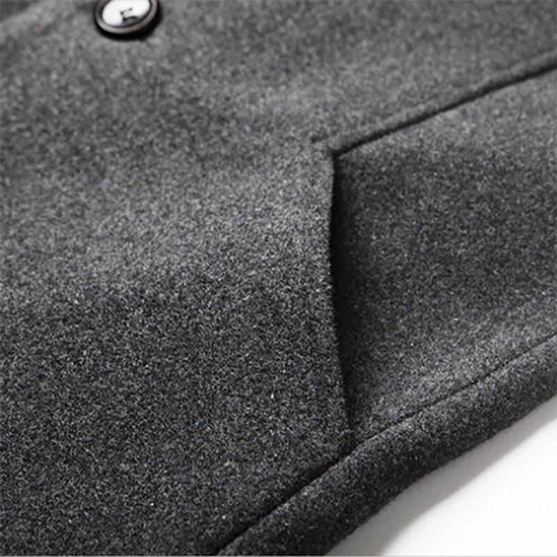 Men's Windbreaker Men's Mid-length Youth Thickened Plus Velvet Warm Woolen Windbreaker Jacket