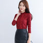 Fashion Trend Ladies Lace Sweater Autumn and Winter Slim Sexy Plus Velvet Thick Warm Blouse