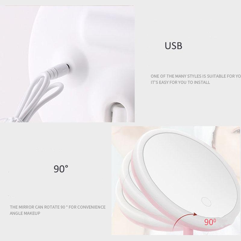 Cosmetic Mirror with Storage Box 3800MAh Makeup Mirror Rotatable Removable LED Three Kinds of Light Five Times Magnifying Glass