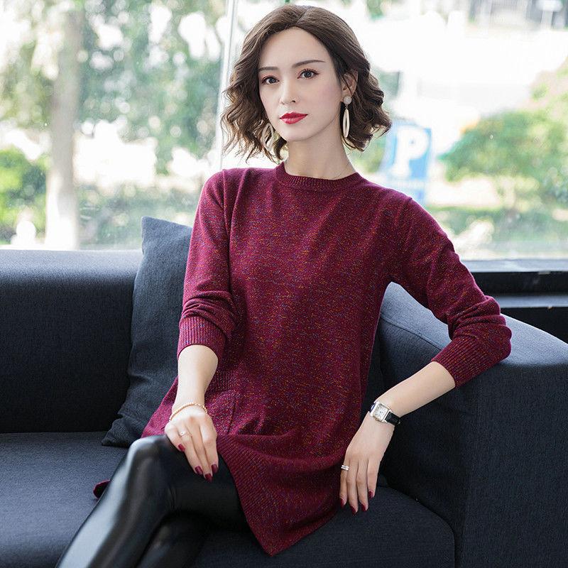 Autumn and Winter Loose Knit Sweater Mid-length Hedging Casual Bottoming Shirt Fashion All-match Female Sweater Skirt