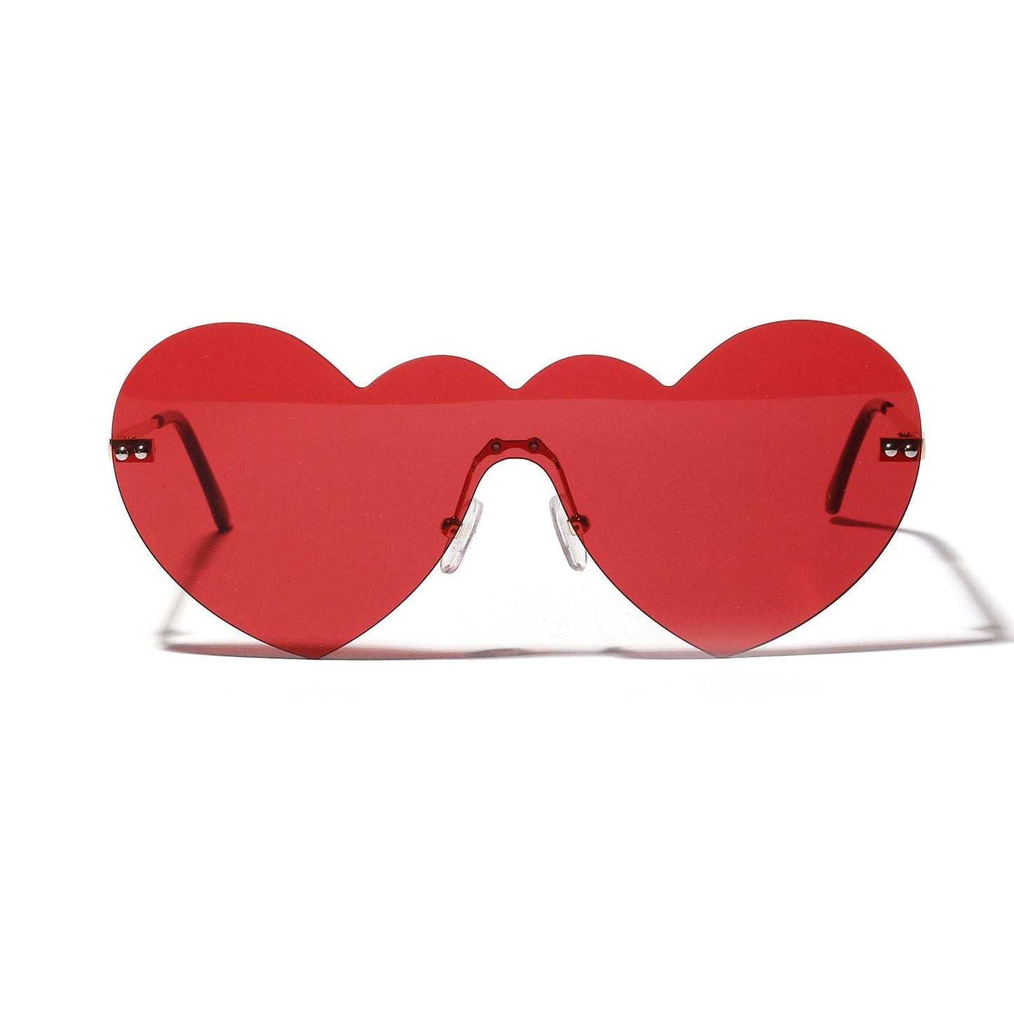 WTEMPO Pink Heart Glasses Women Conjoined Big Frame Love Sunglasses Fashion Heart Shape Glasses