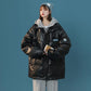Winter Fake Two-piece Pu Leather Cotton Coat Loose Bread Coat Korean Version Cotton Coat Women's Cotton Jacket Warm Casual Coat Top Outdoor Jacket