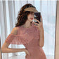 Pofulove S-XL Women Summer Off Shoulder Bag Hip A-line Dress Sexy Long V-neck Mermaid Dress