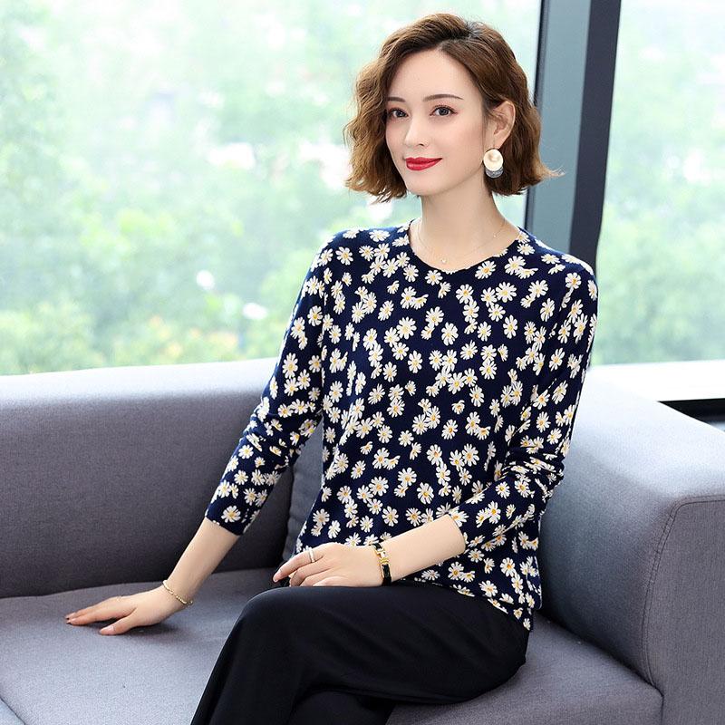 Autumn Winter 3D Printed Woolen Sweater Women O-neck Long Sleeve Warm Pullover Knit Wool Blend Jumper Tops