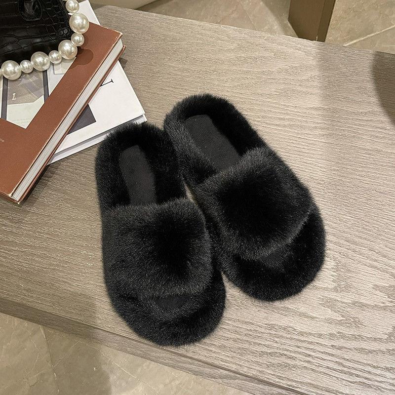 Fashionable Furry Cotton Slippers Ladies Slippers Keep Warm In Autumn and Winter Leisure Home Furnishing