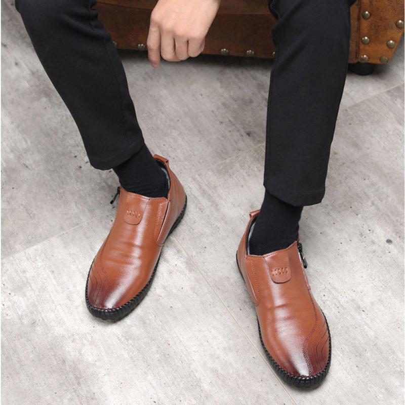Winter Leather Cowhide High-top Cotton Shoes Men Plus Velvet Warm Leather Shoes Wool Lining Shoes