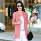 Spring and Autumn Knitted Cardigan Sweater Mid-length Versatile Solid Color Top Casual Simple Female Jacket