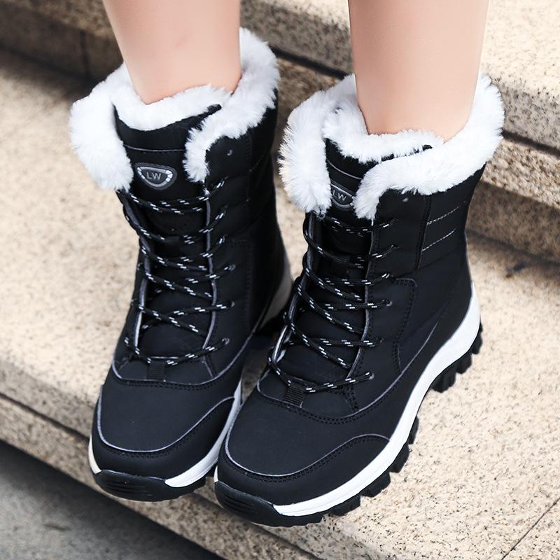 Large Size Snow Boots Women Outdoor Travel Thick High-top Cotton Shoes Women Mid-tube Boots Winter