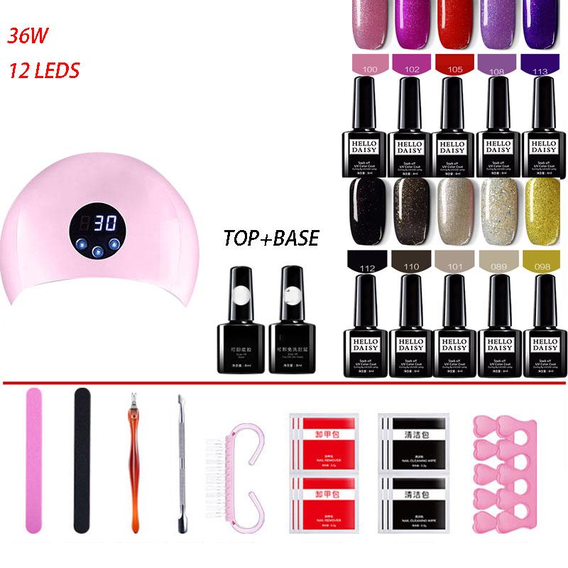 Nail set 36W UV LED Lamp Gel Nail Polish Set KIt Nail Art Tools Manicure Set Nail Extension kit