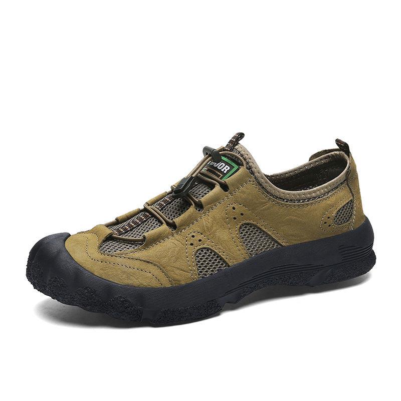 Plus Size 38-46 Men Outdoor Water Sneaker Non Slip Hiking Climbing Aqua Shoes Beach Barefoot Upstream Shoes Leather Seaside Shoes