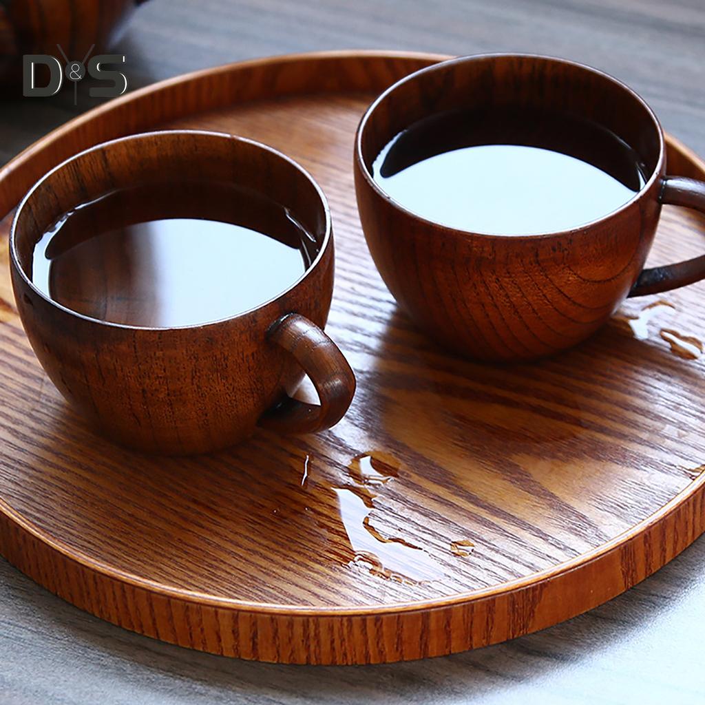 Portable Wooden Tea Coffee Juice Milk Water Cup Bar Kitchen Drinking Mug