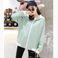 Spring and Autumn Short Hooded Jacket Womens' Letter Printed Double Lining Loose Thin Jacket Cardigan Top Double Layer Lining