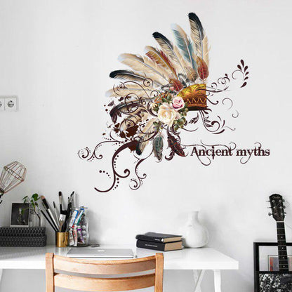 [Wall sticker] feather chief hat wall stickers chinese characteristic ethnicity style ancient myths
