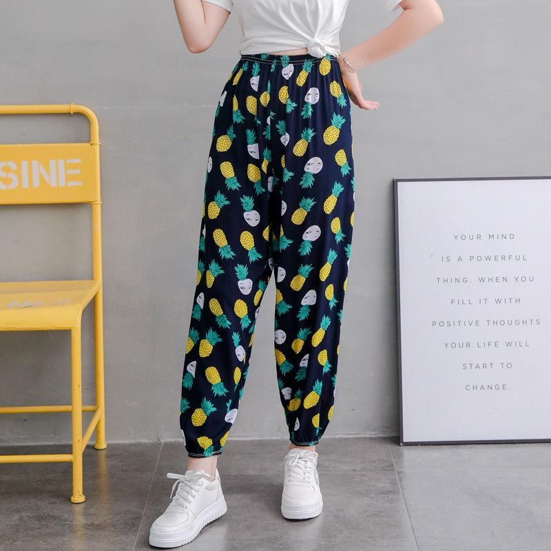 Ladies Pants Wide Leg Bloomers Summer Loose Thin Home Casual Pants Silk Beach Pants