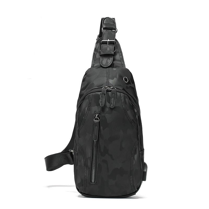 Chest Bag Men's Multi-layer Zipper with Headphone Hole Messenger Bag Outdoor Sports Shoulder Bag
