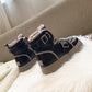 Platform Boots Women Winter Plush Warm Snow Boots with Fur Black White Leather Ankle Booties Chunky Boots Fashion Shoes