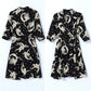 Black Suit Women's Summer Two-piece Suit Slim Wide-leg Pants + Long-sleeved Shirt Temperament Printed Suit Suit Women