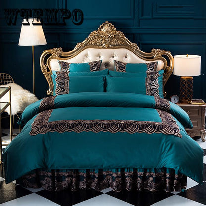 Ultra Soft Cotton Duvet Cover Bed Sheet Set Pillowcase Embroidery Luxury Bedding Set Queen King Size