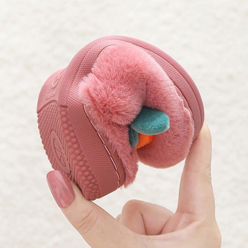 Kids Fur Slides Kids Shoes Autumn Winter Indoor Non-slip Cute Rabbit Cotton Home Slippers Baby Girls Slippers