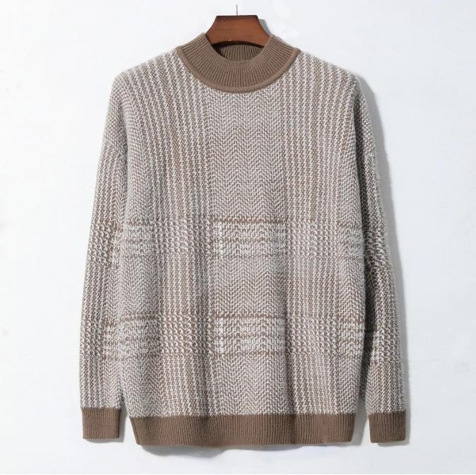 Autumn Sweater Men's Half High Collar Imitation Mink Wool Thick Warm Fashion Sweater Winter Korean Loose Personality